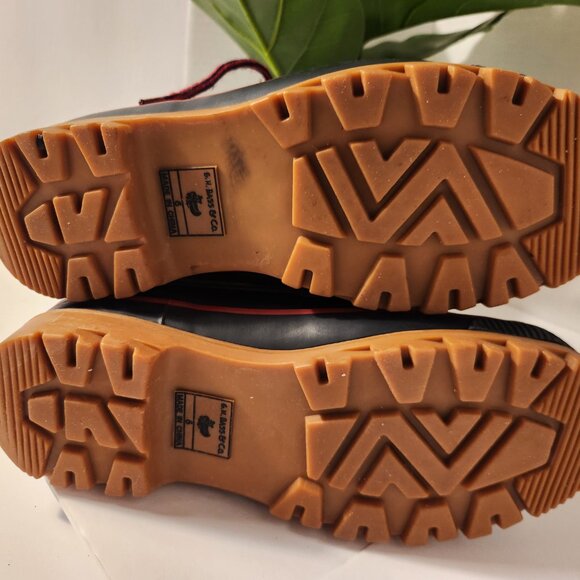 GH Bass & Co. Brown, Black, Red Laced Duck Rain Boots Women's Size 6 - Picture 7 of 11